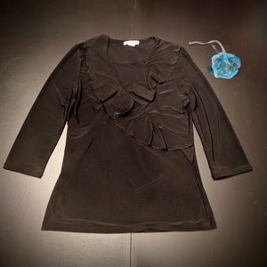 White House Black Market | Black "Wrap" Jersey Top